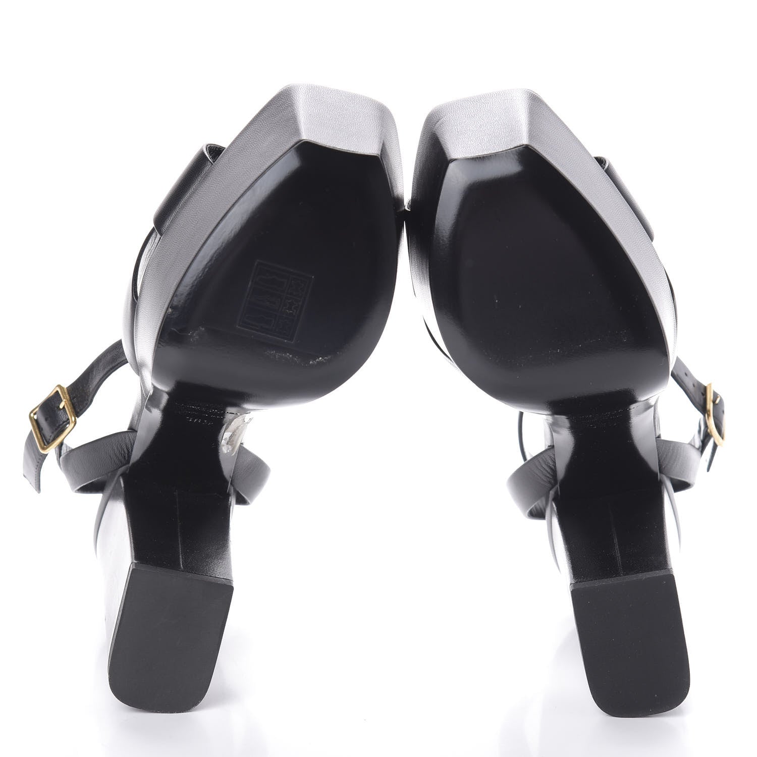 Saint Laurent Calfskin Farrah 80 Platform Sandals 38.5 Black 7 of 7