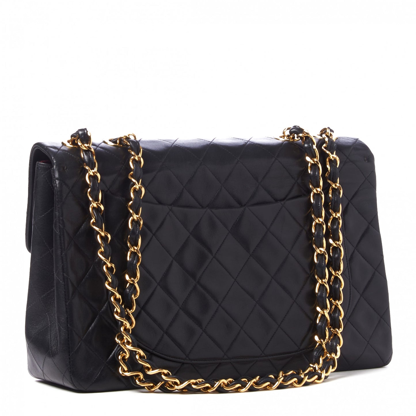 Lambskin Quilted XL Jumbo Single Flap Black