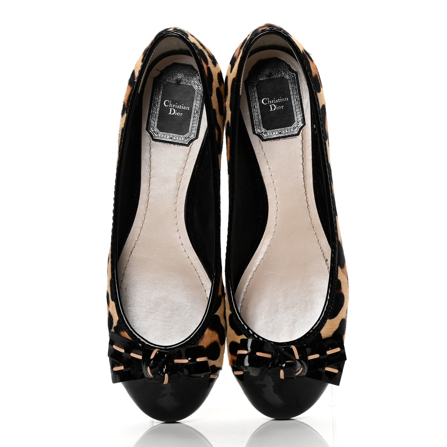 Christian Dior Calf Hair Patent Leopard Ballet Flats 38 Black 5 of 11