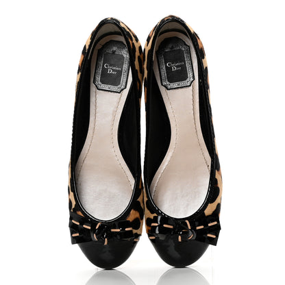 Christian Dior Calf Hair Patent Leopard Ballet Flats 38 Black 5 of 11