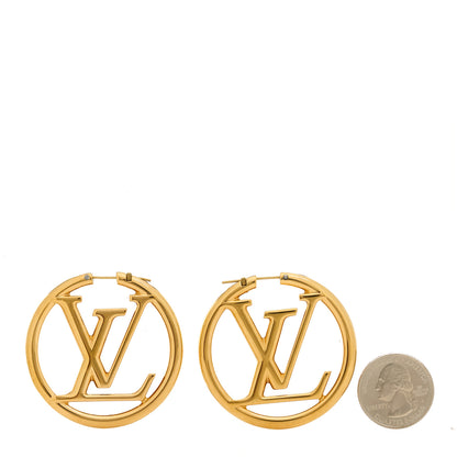 Louis Vuitton Metal Louise Hoop Earrings Gold 2 of 4