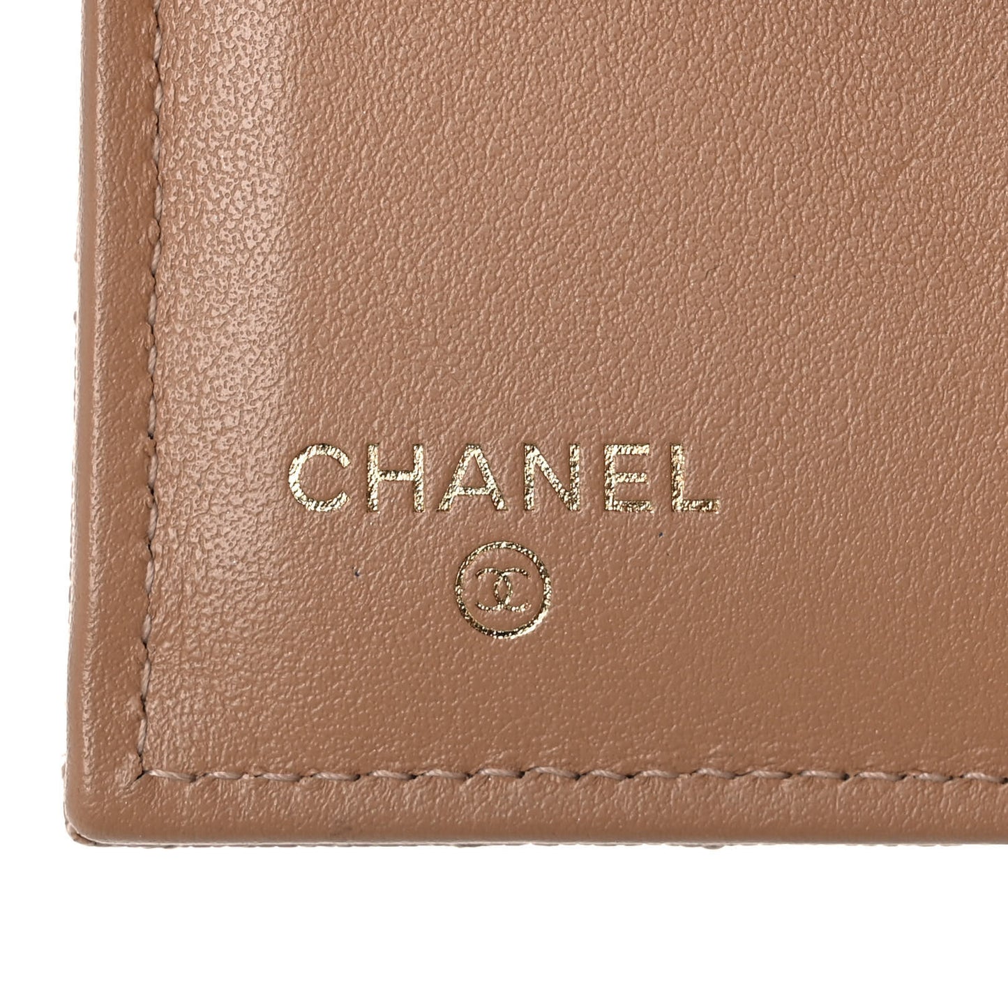 Caviar Quilted Compact Boy Flap Wallet Beige