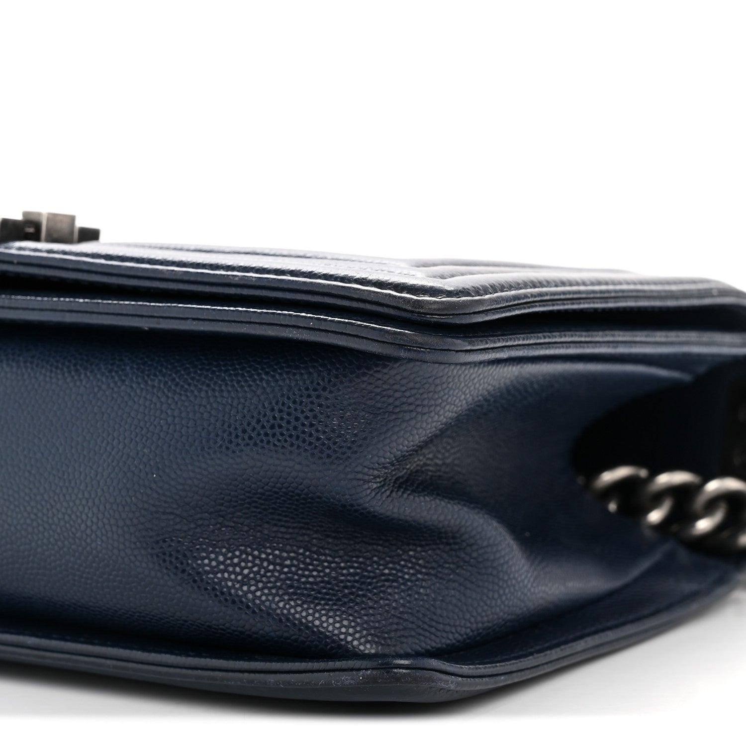 Chanel Caviar Chevron Quilted Medium Boy Flap Navy 10 of 13