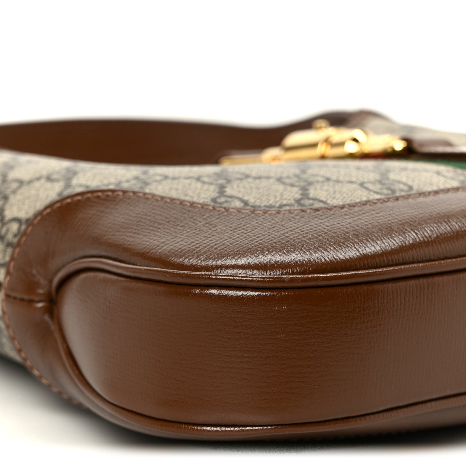 Gucci GG Supreme Monogram Azalea Calfskin Web Small Jackie 1961 Hobo Beige Ebony Brown Sugar 10 of 11