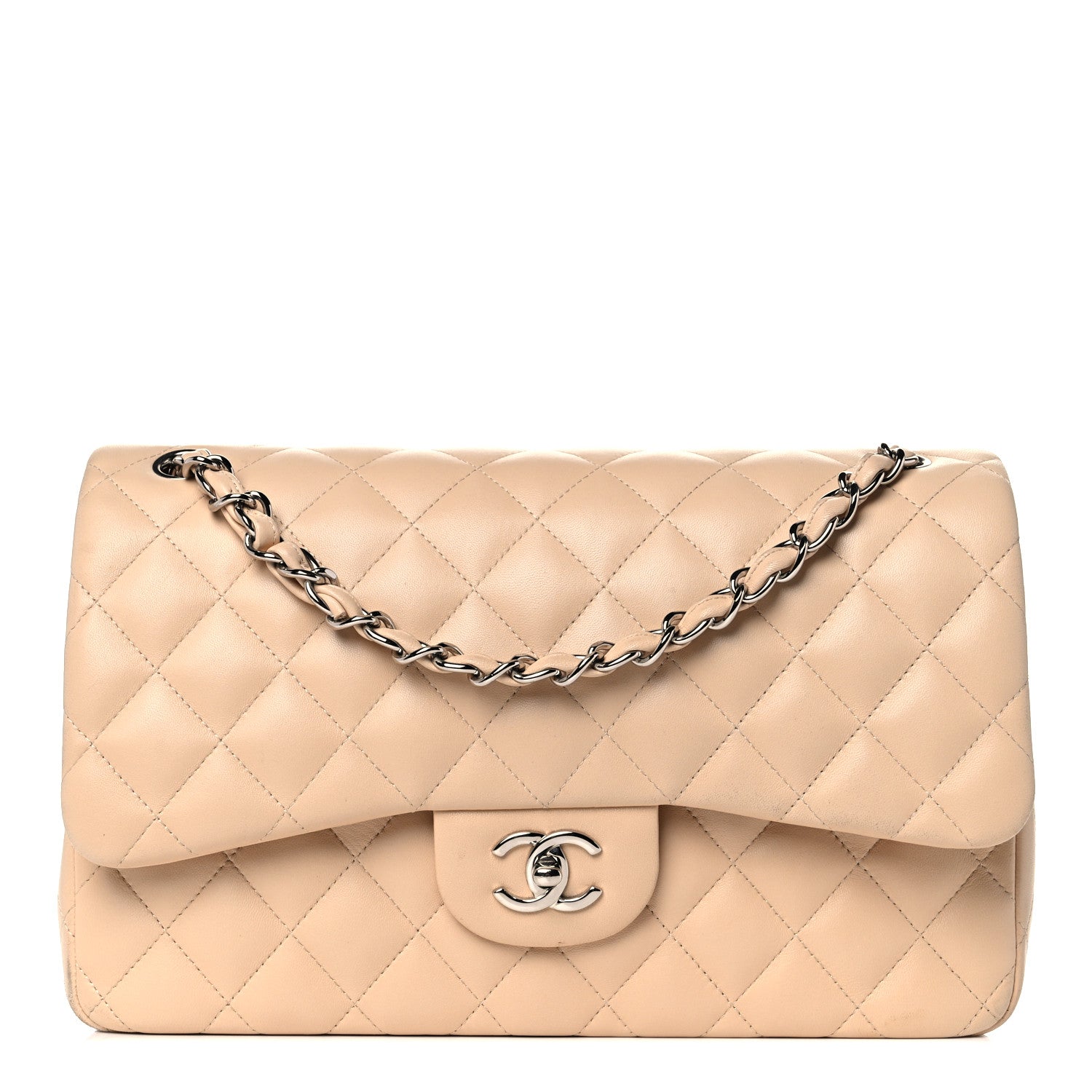Chanel Lambskin Quilted Jumbo Double Flap Beige 1 of 21