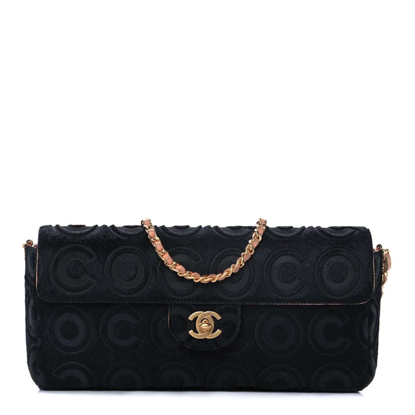 Pony Hair CocoDouble East West Flap Black Rose