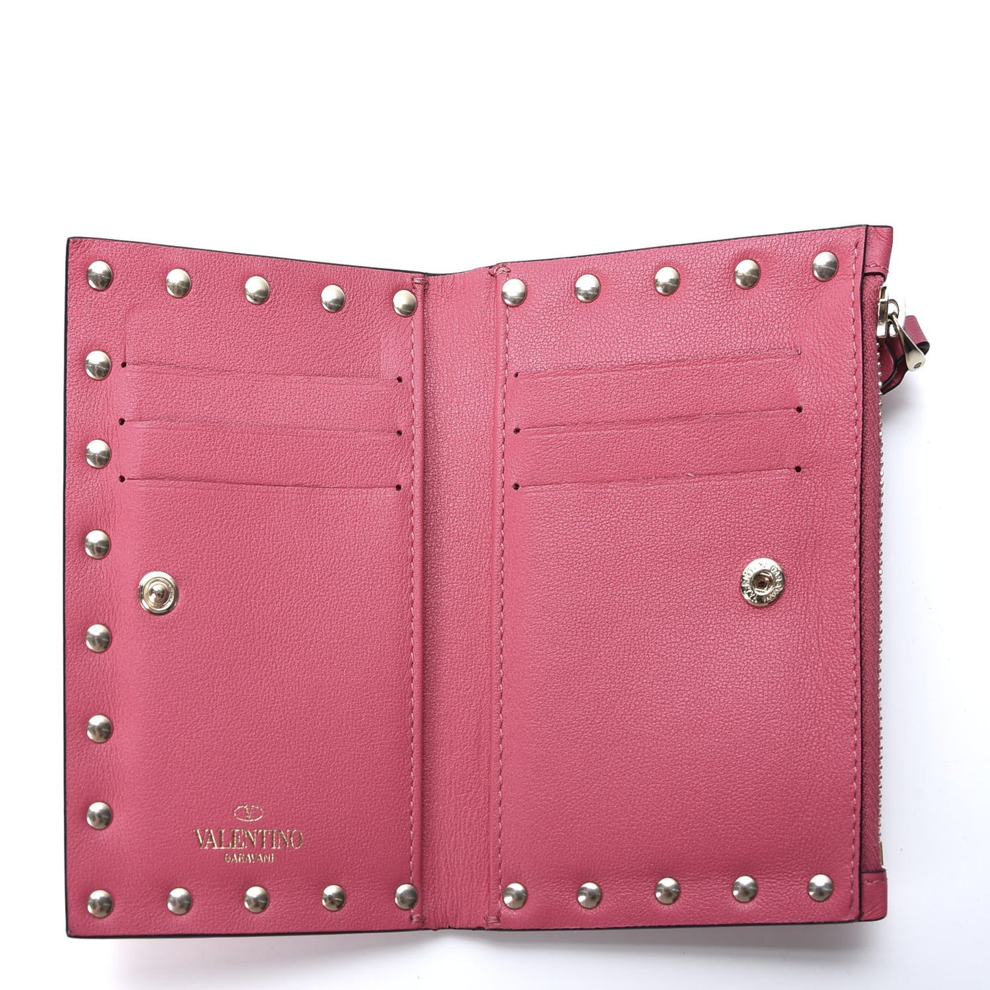 Vitello Rockstud Coin Case Card Holder Shadow Pink