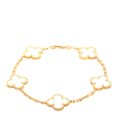 Van Cleef & Arpels 18K Yellow Gold Mother of Pearl 5 Motifs Vintage Alhambra Bracelet 1 of 6