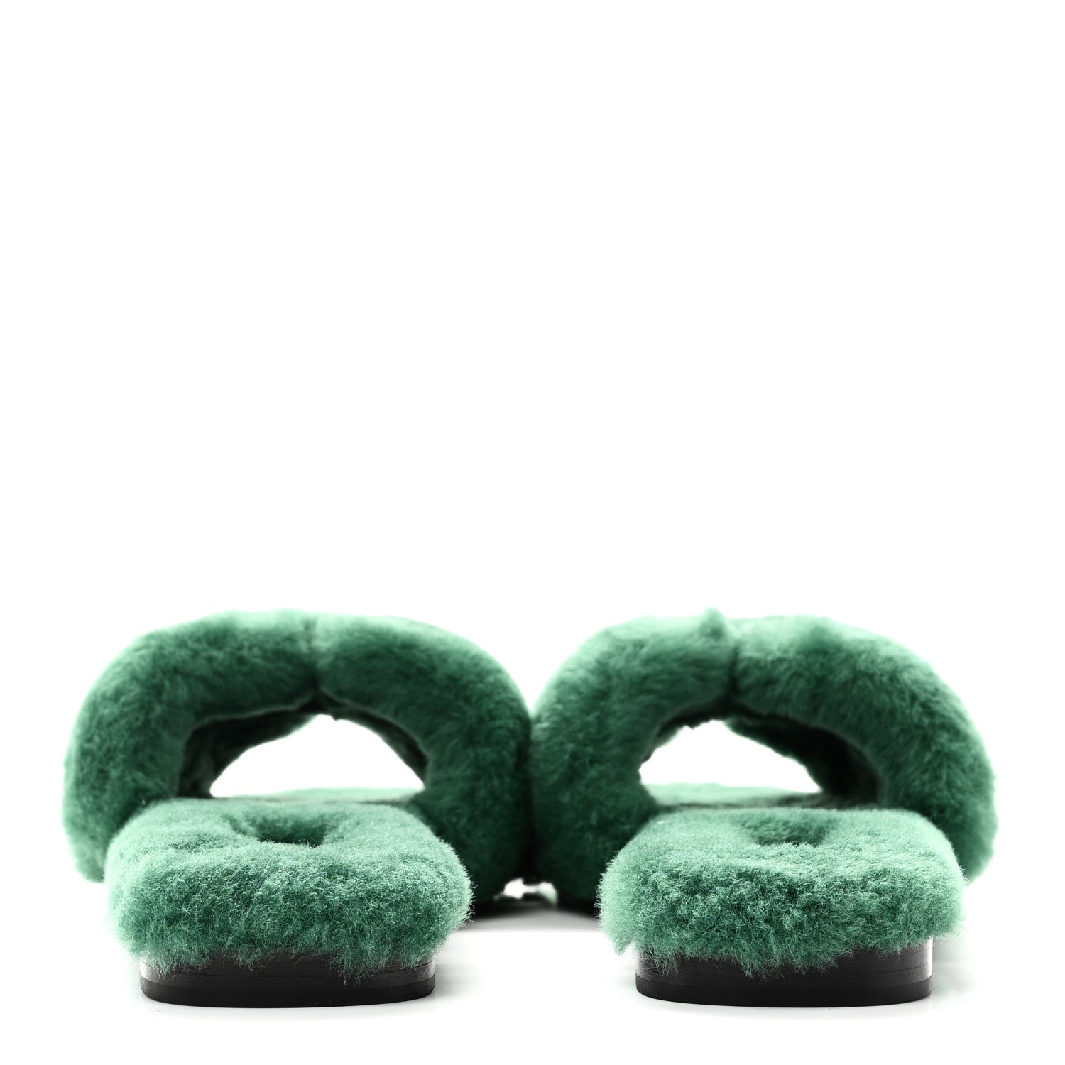Hermes Woolskin Oran Sandals 37.5 Vert Anglais 6 of 10
