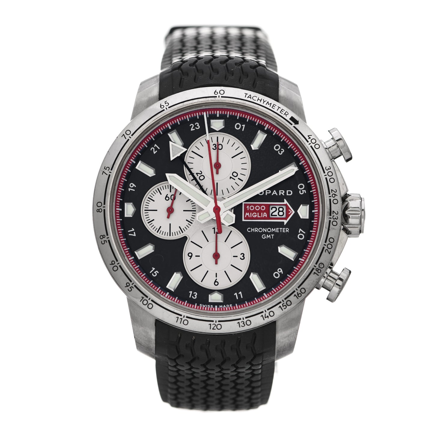 Stainless Steel Rubber 44mm Mille Miglia Chronograph Automatic Watch Black