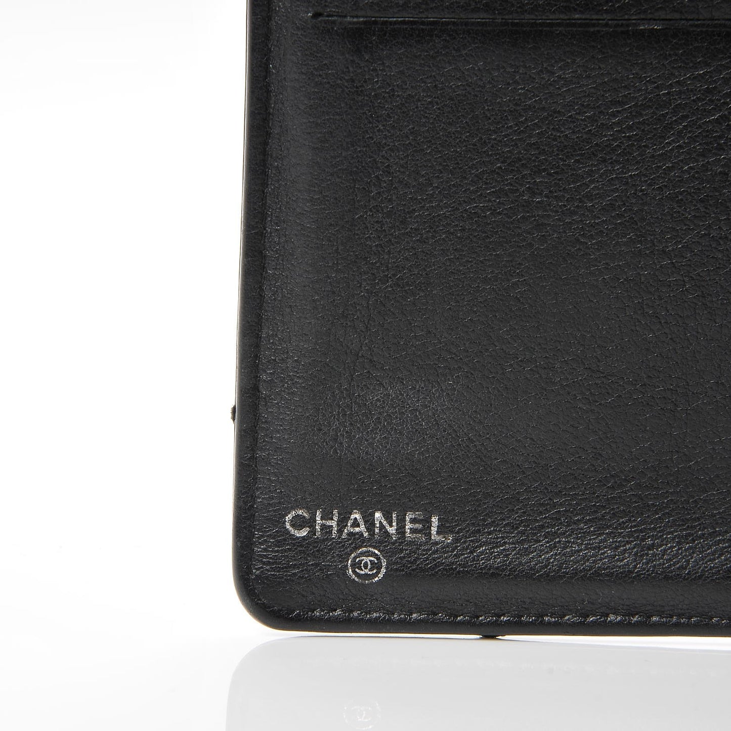 Calfskin Chevron CC All Day Long Yen Wallet Black