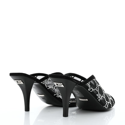 Gucci Tela Retino Kid Scamosciato Crystal GG Monogram Square G 95mm Slide Sandals 38.5 Black 4 of 8