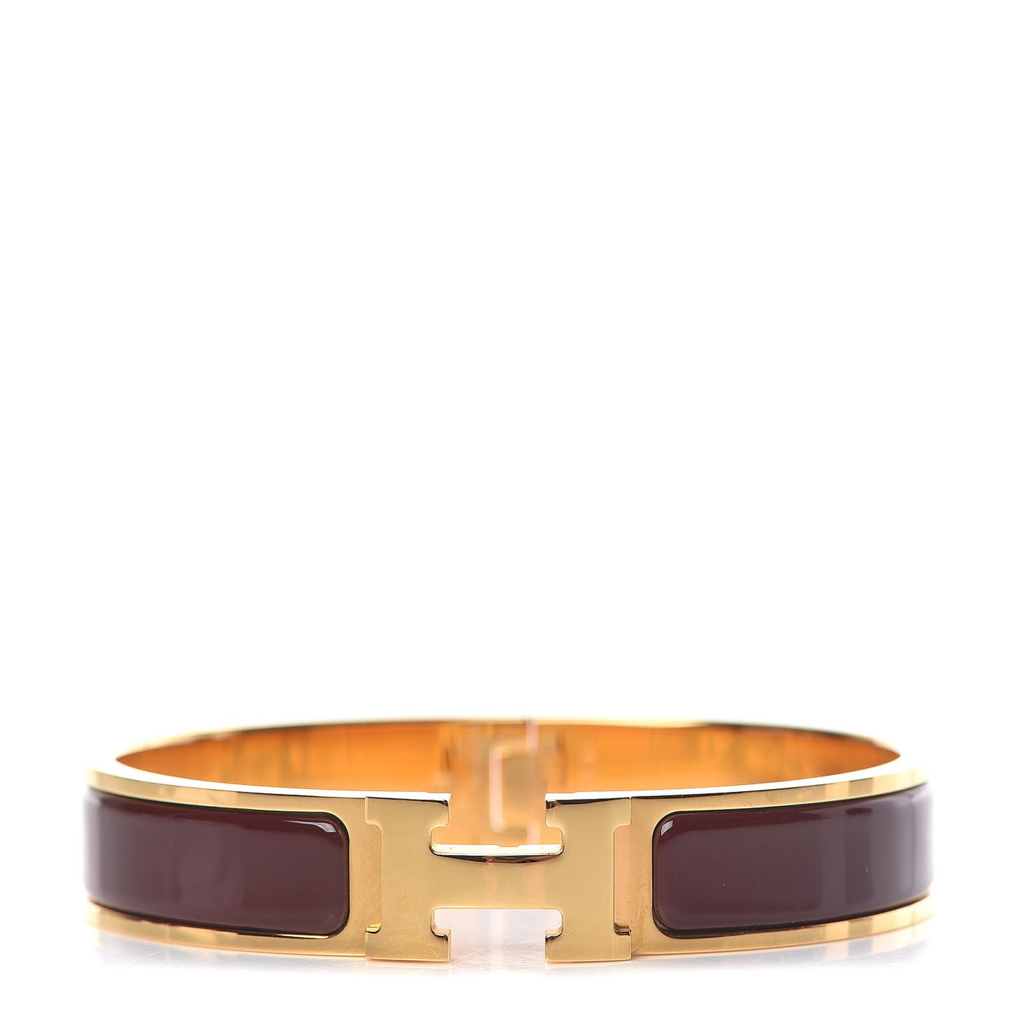 Enamel Narrow Clic Clac H Bracelet GM Cacao