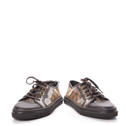 Gucci Crystal Monogram Miro Soft Calfskin Womens Low Top Sneakers 38.5 Beige Ebony Cocoa 6 of 9