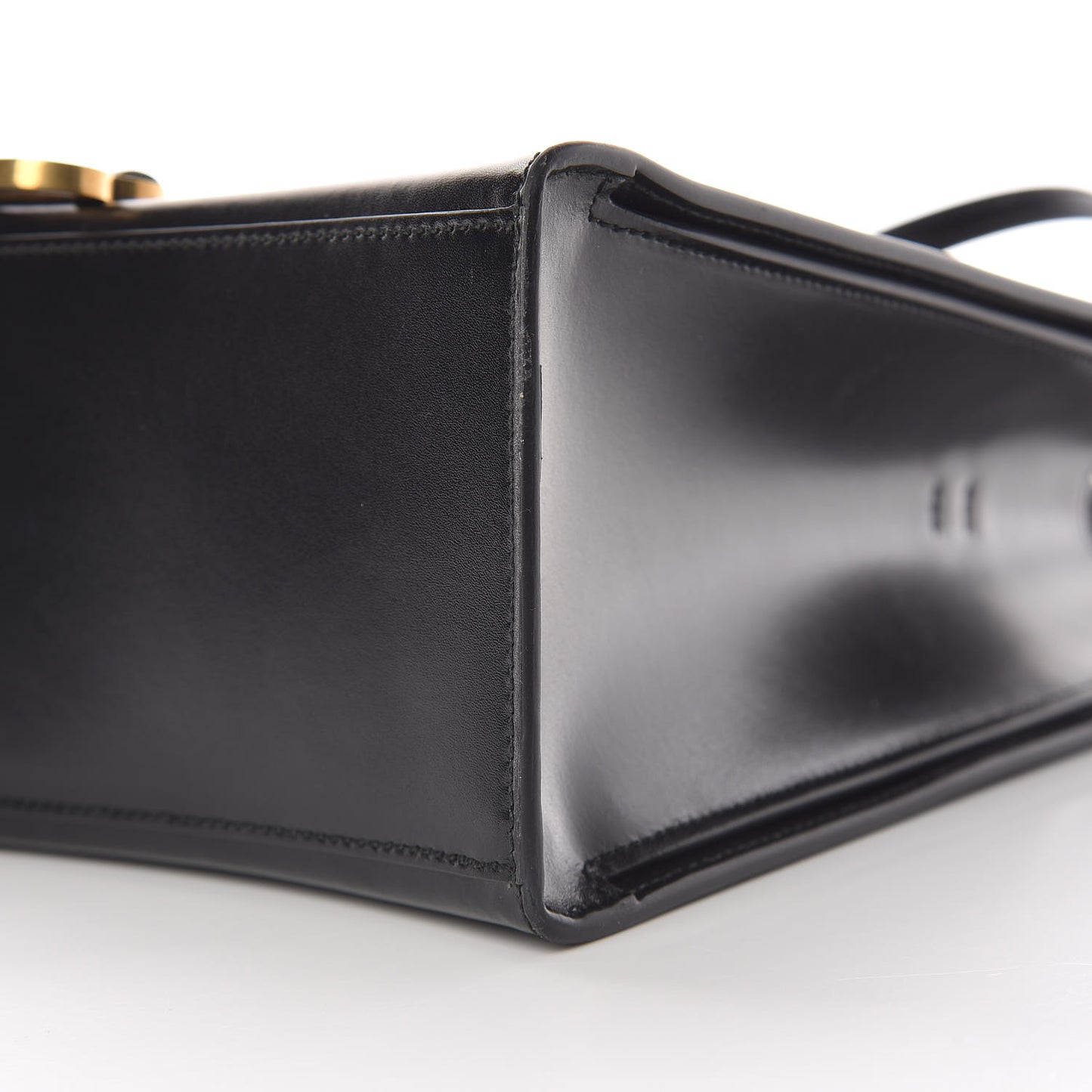 Shiny Box Calfskin Hourglass Tote Black