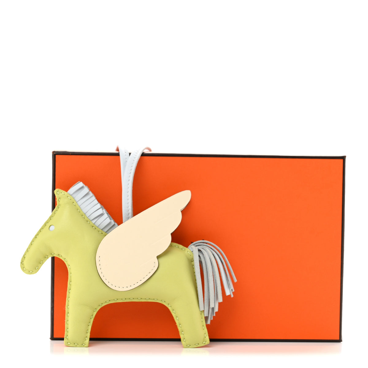 Hermes Milo Lambskin Grigri Rodeo Pegase Horse Bag Charm GM Jaune Bourgeon Bleu Brume Nata 6 of 6