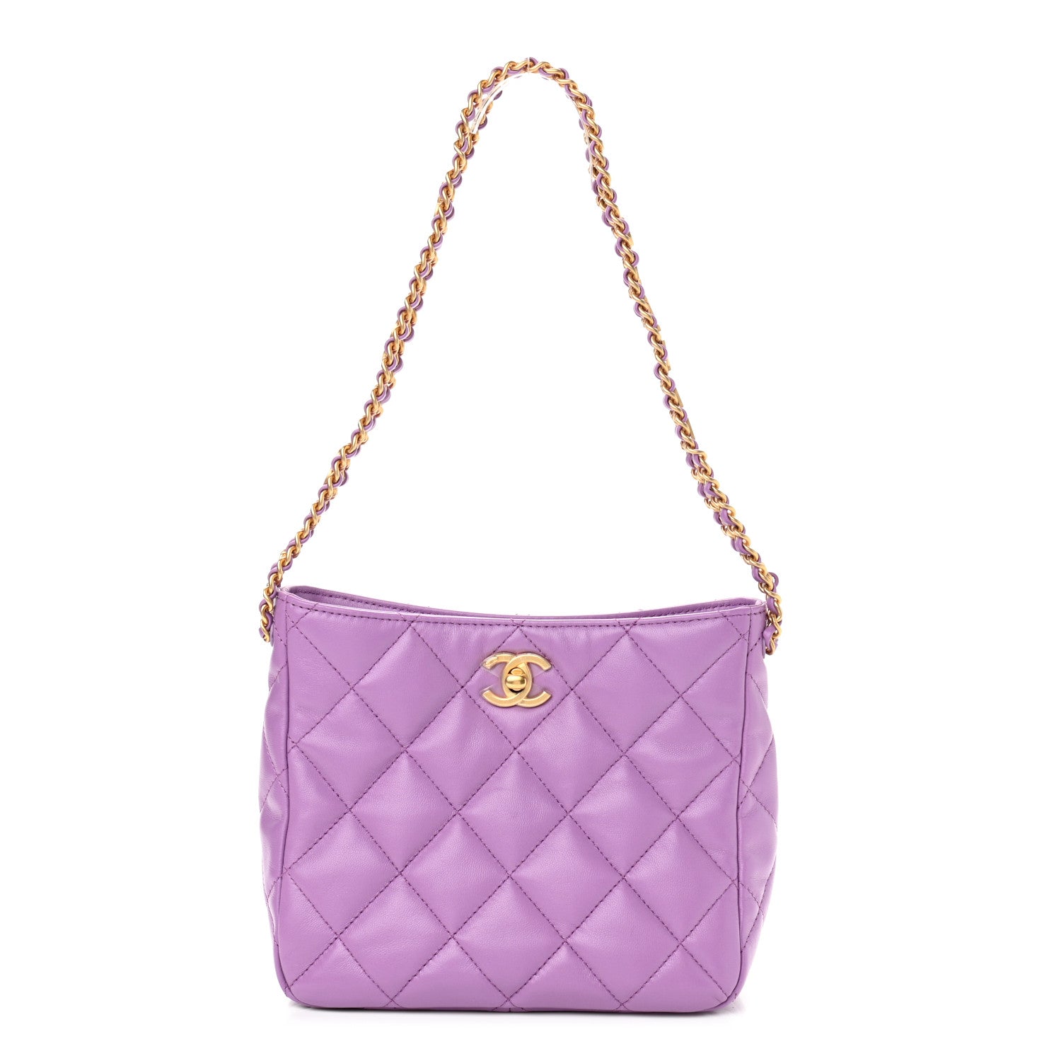 Chanel Lambskin Quilted Small Pick Me Up Hobo Purple 1 of 11