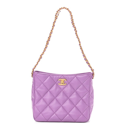 Chanel Lambskin Quilted Small Pick Me Up Hobo Purple 1 of 11