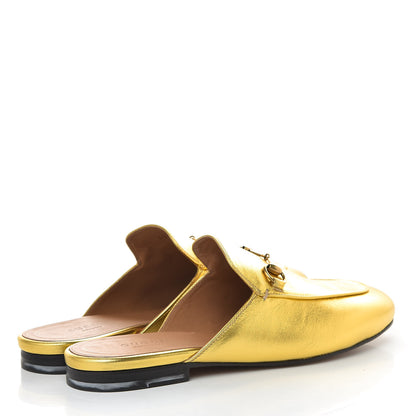 Gucci Metallic Nappa Womens Princetown Slippers 37.5 Gold 4 of 15