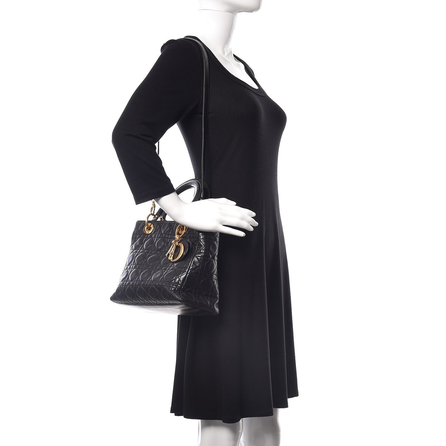 Lambskin Cannage Medium Lady Dior Black
