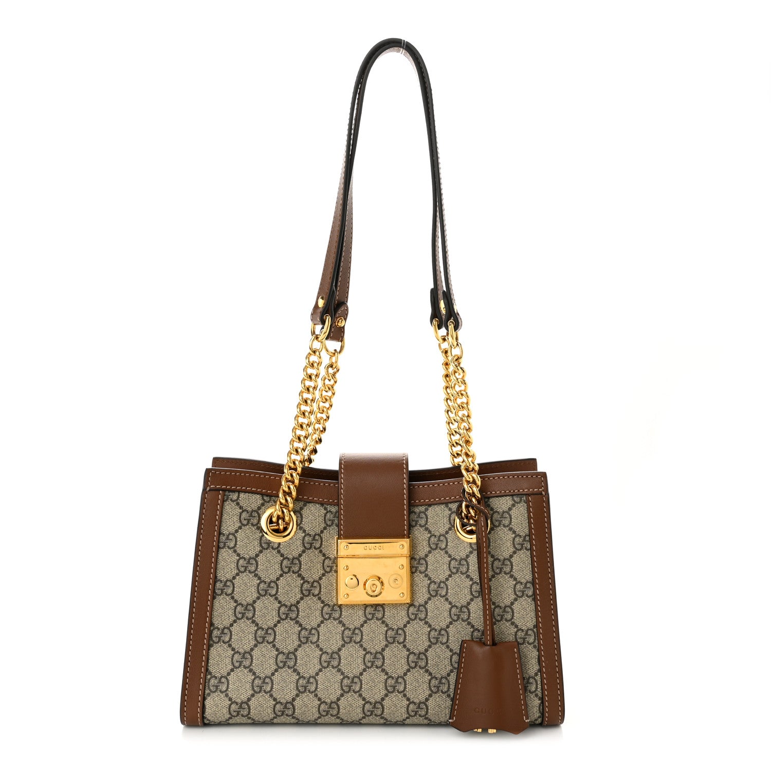 Gucci GG Supreme Monogram Calfskin Small Padlock Tote Beige Ebony Tuscany 1 of 13