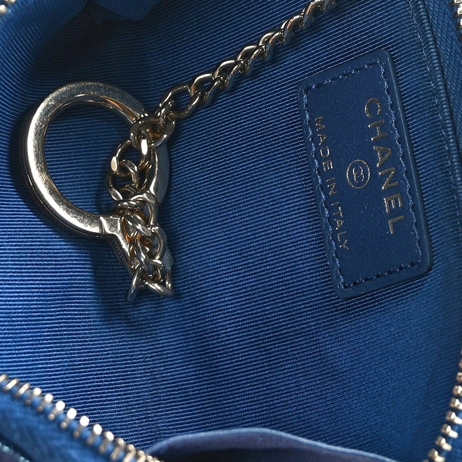 Chanel Iridescent Caviar Quilted Zipped Key Holder Case Dark Blue 5 of 8