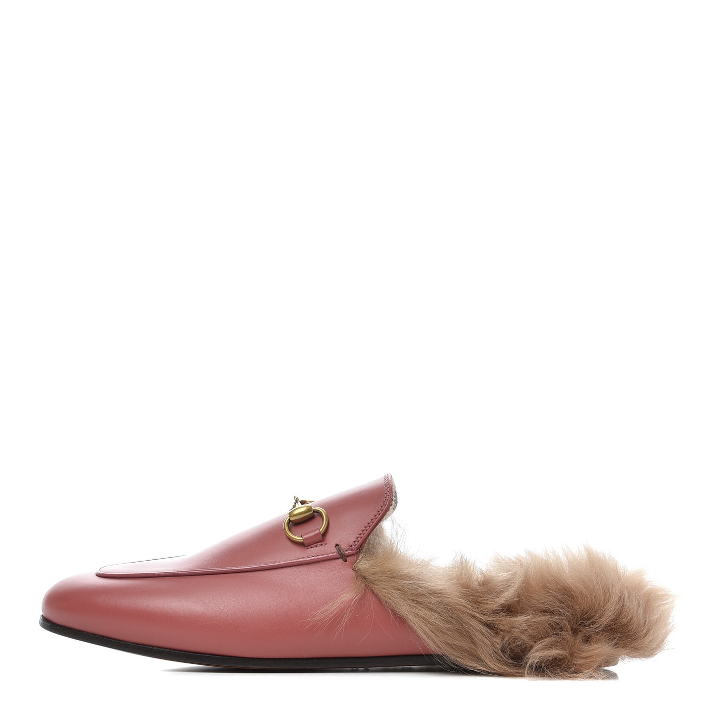 Calfskin Fur Womens Princetown Slippers 36.5 Lipstick Rose Natural
