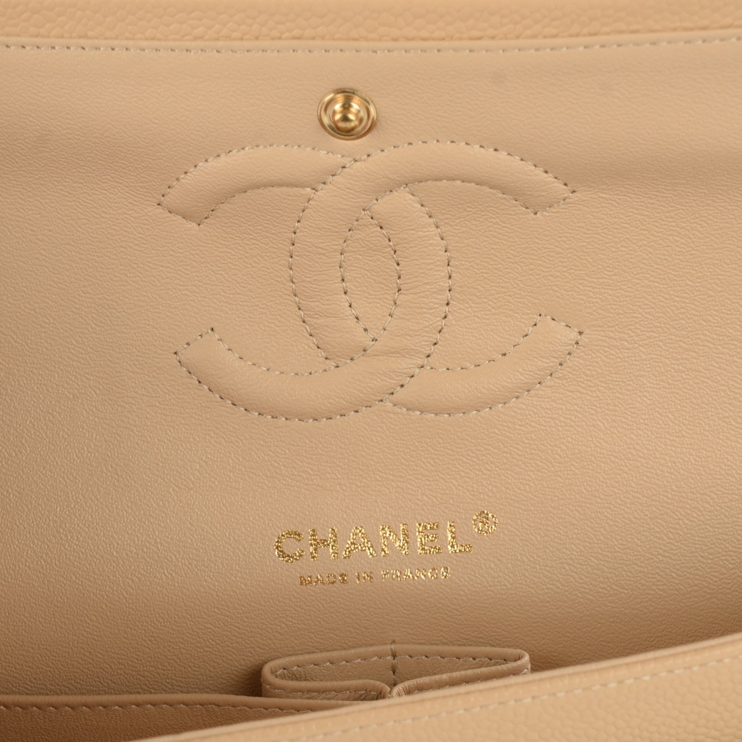 Chanel Caviar Quilted Medium Double Flap Beige Clair 7 of 9