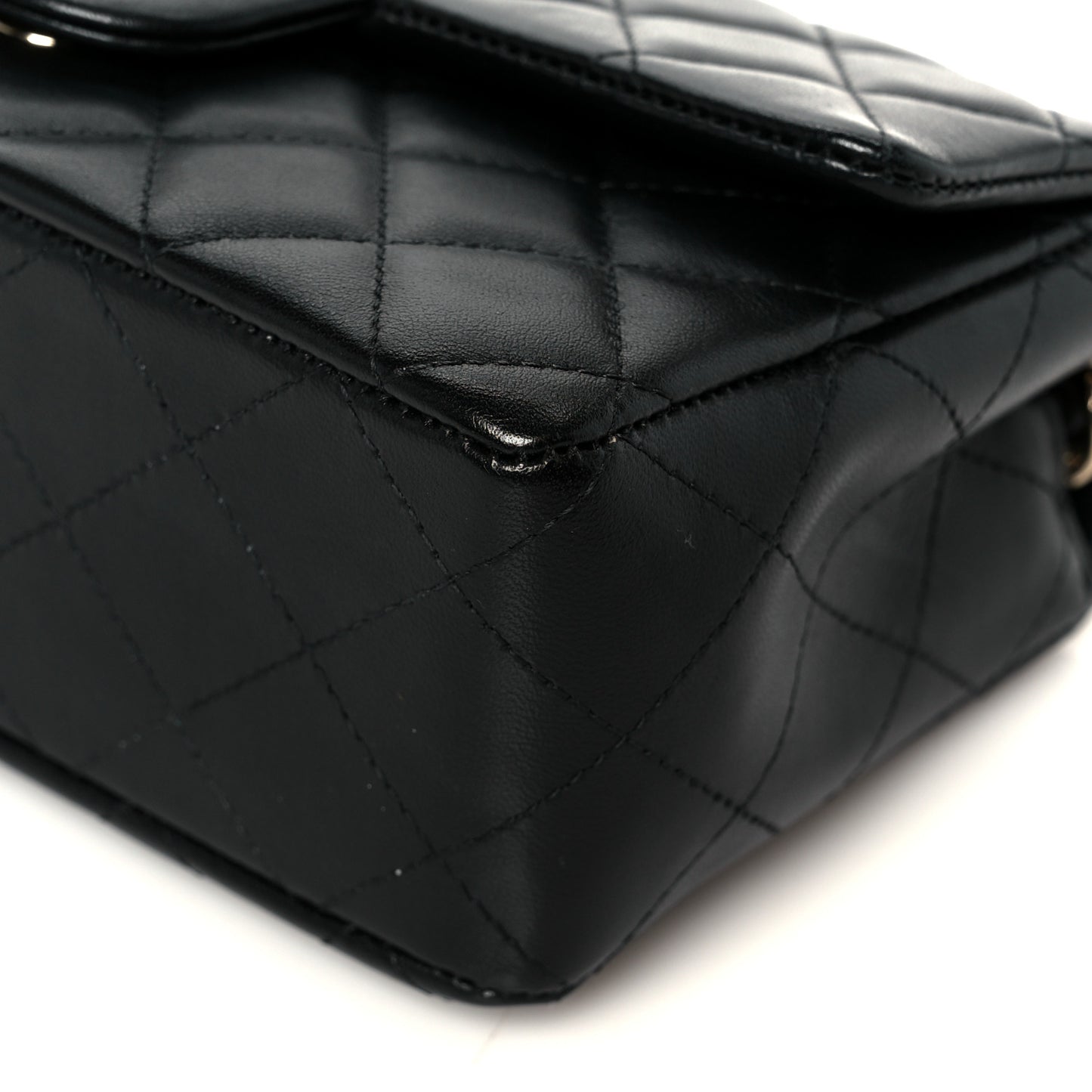 Lambskin Quilted Mini Rectangular Flap Black