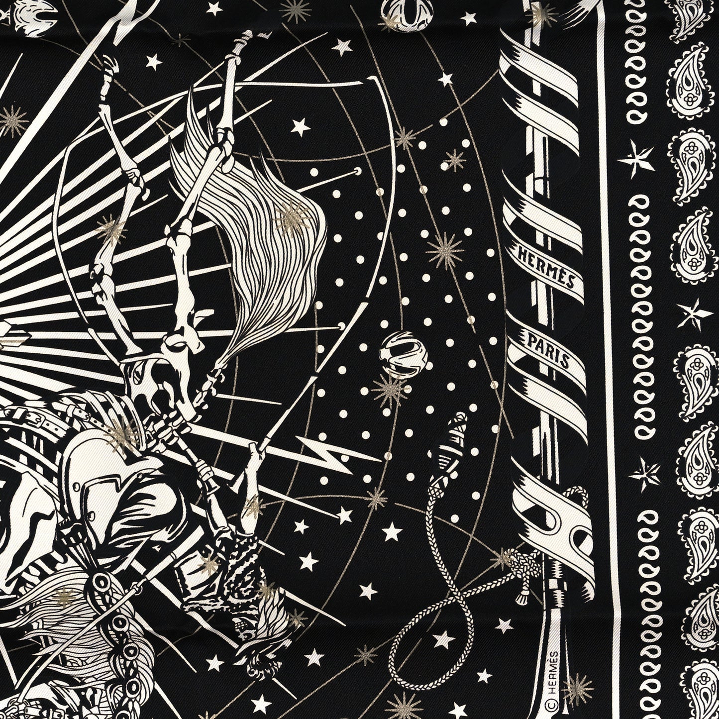 Silk Chorus Stellarum Scarf 70 Black White