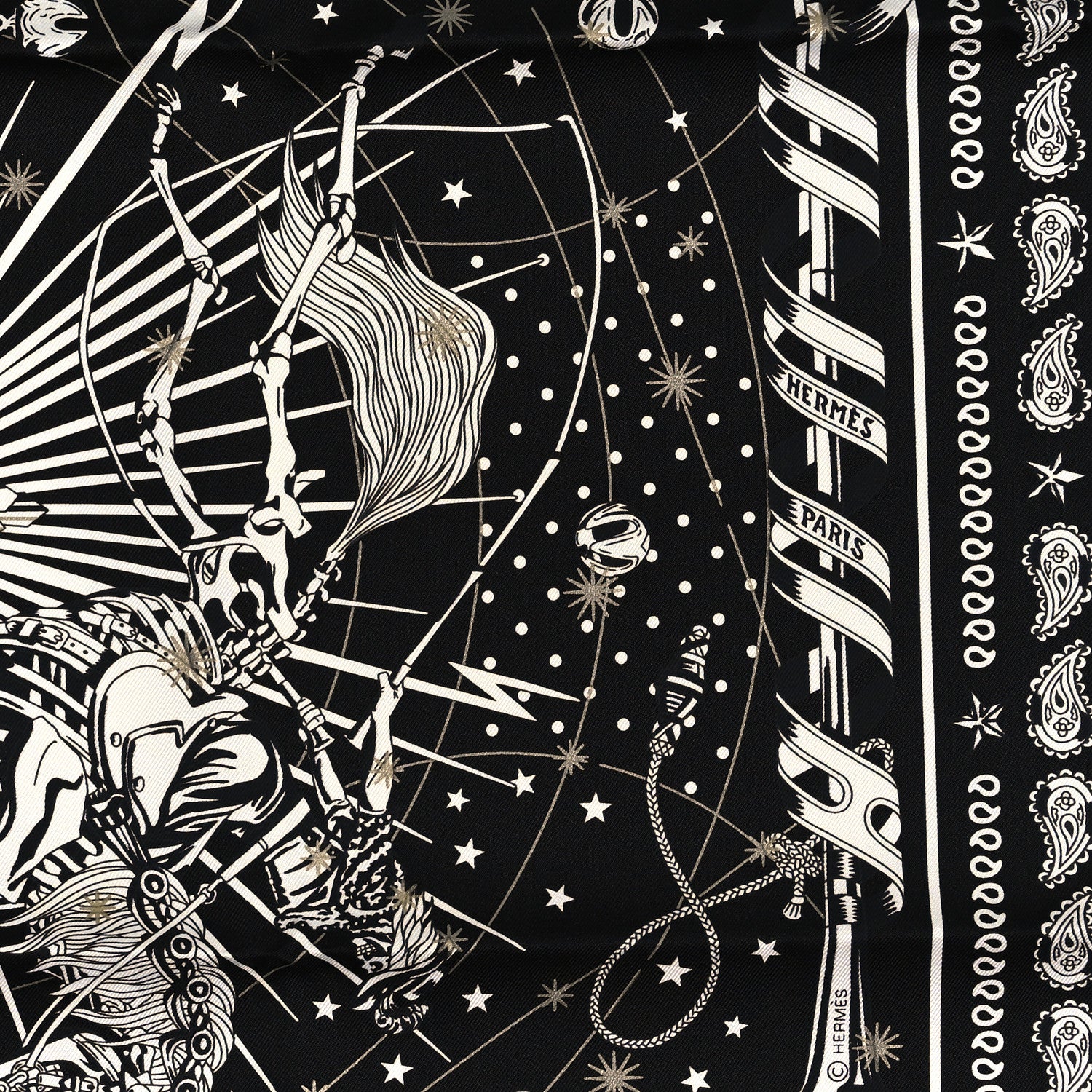 Hermes Silk Chorus Stellarum Scarf 70 Black White 2 of 3