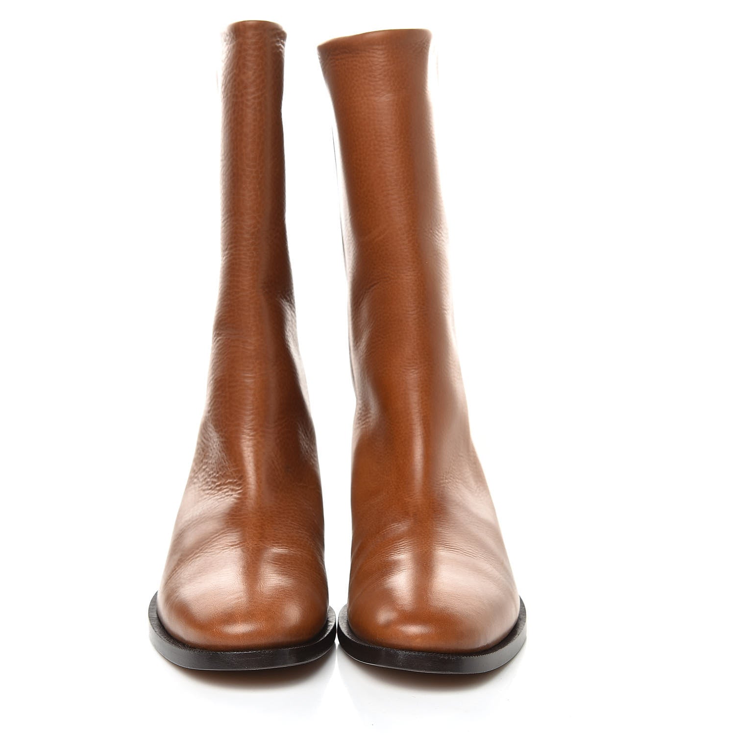 Saint Laurent Grained Calfskin Matt 25 Mid Calf Boots 37.5 Cuoio 2 of 10