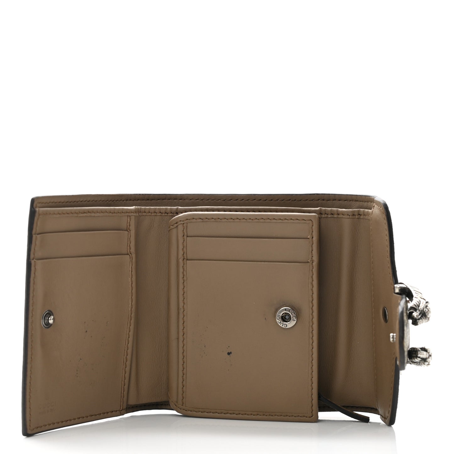 GG Supreme Monogram Dionysus Card Case Wallet Beige Taupe