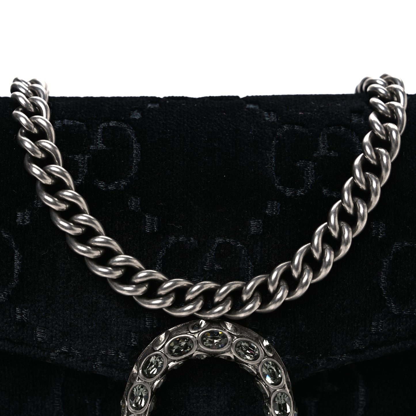 Velvet GG Monogram Mini Dionysus Chain Wallet Black