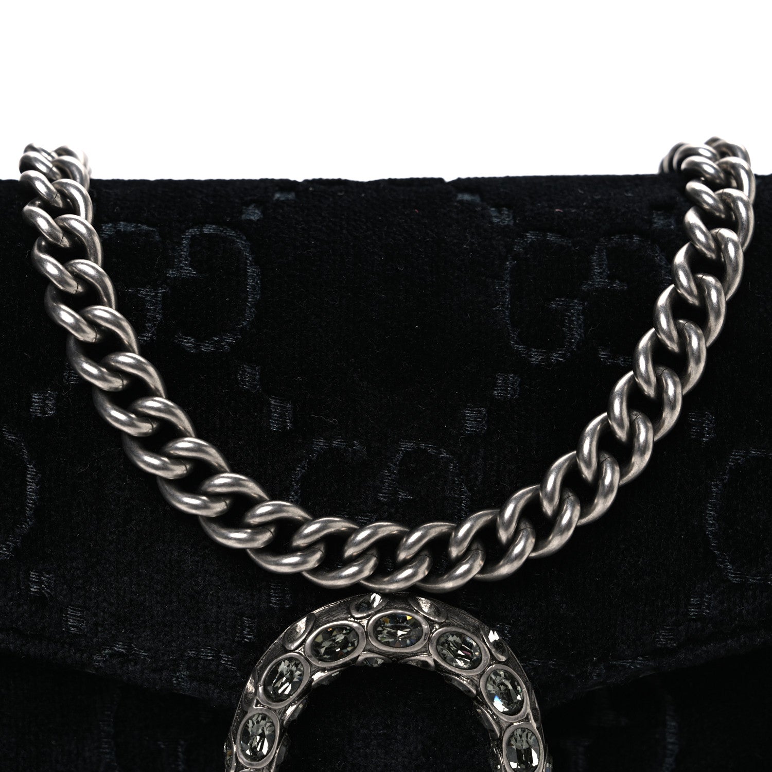 Gucci Velvet GG Monogram Mini Dionysus Chain Wallet Black 8 of 11