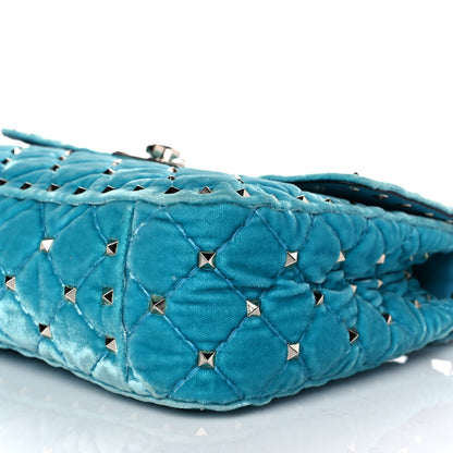 Valentino Garavani Velvet Medium Rockstud Spike Shoulder Bag Turquoise 7 of 12