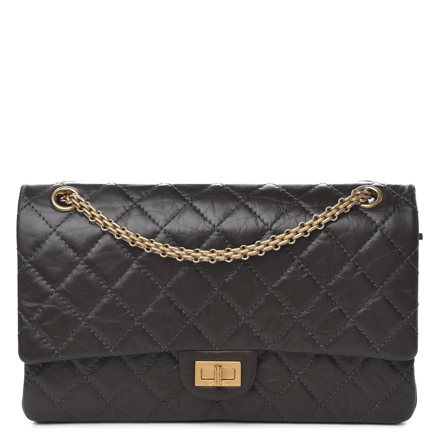 Chanel Aged Calfskin Quilted 2.55 Reissue 226 Flap Dark Khaki 1 of 11