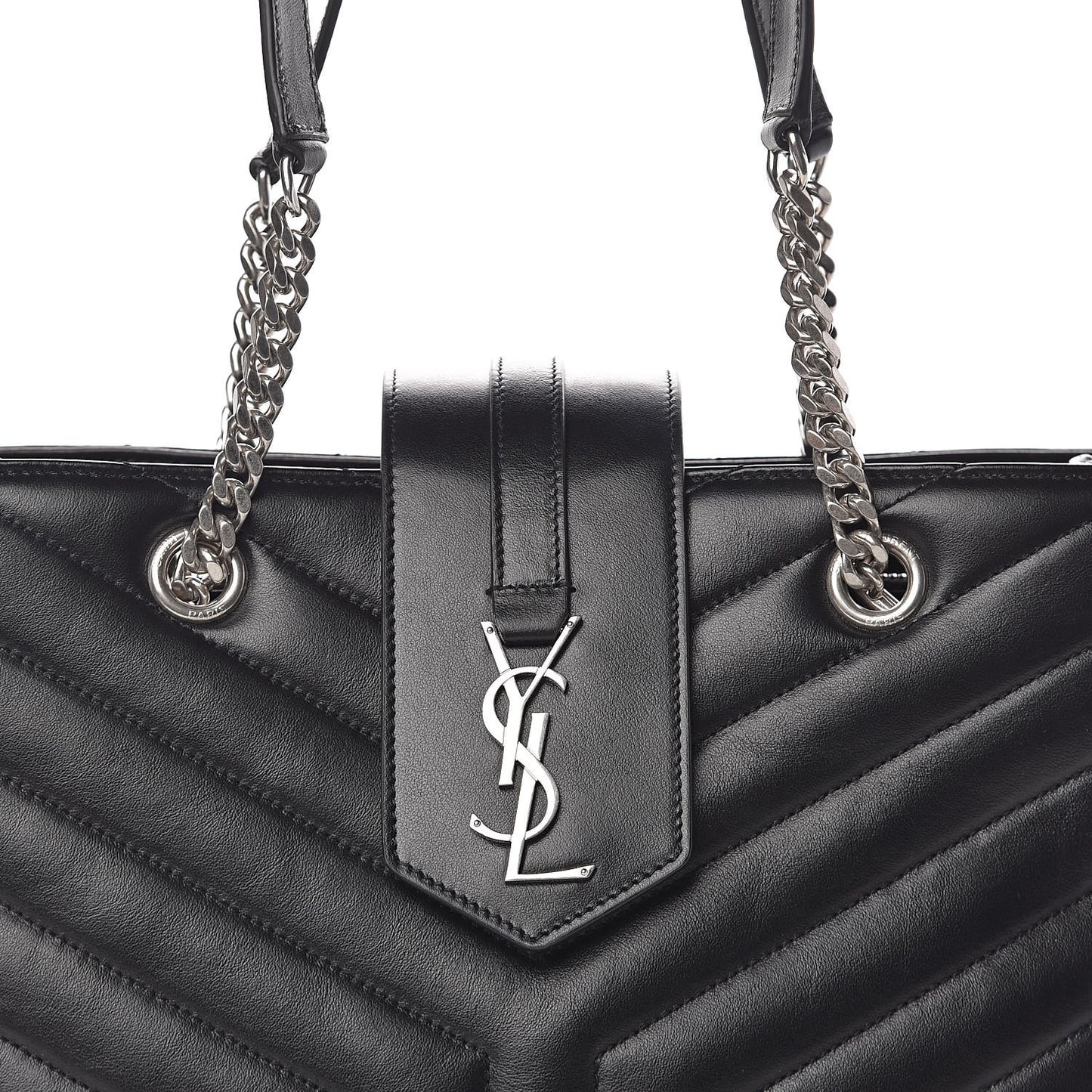Calfskin Y Quilted Monogram Large Loulou Shopper Black
