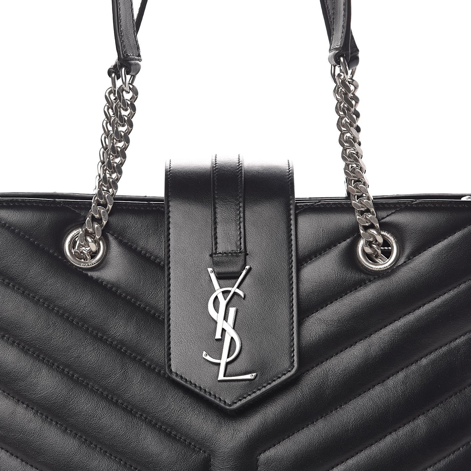 Saint Laurent Calfskin Y Quilted Monogram Large Loulou Shopper Black 10 of 10