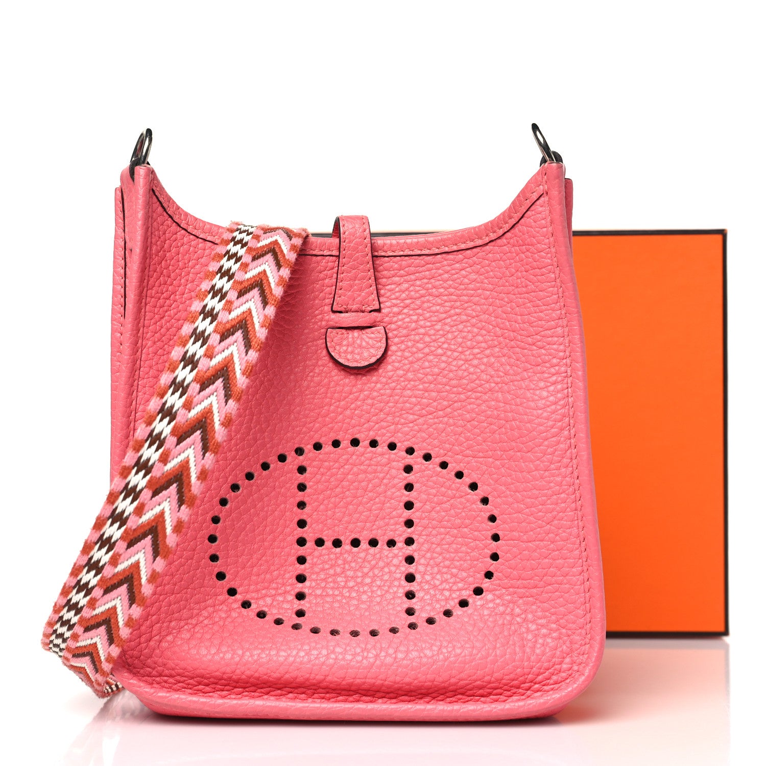 Hermes Taurillon Clemence Allegro Evelyne TPM Rose Azalee Rose Confetti 11 of 11