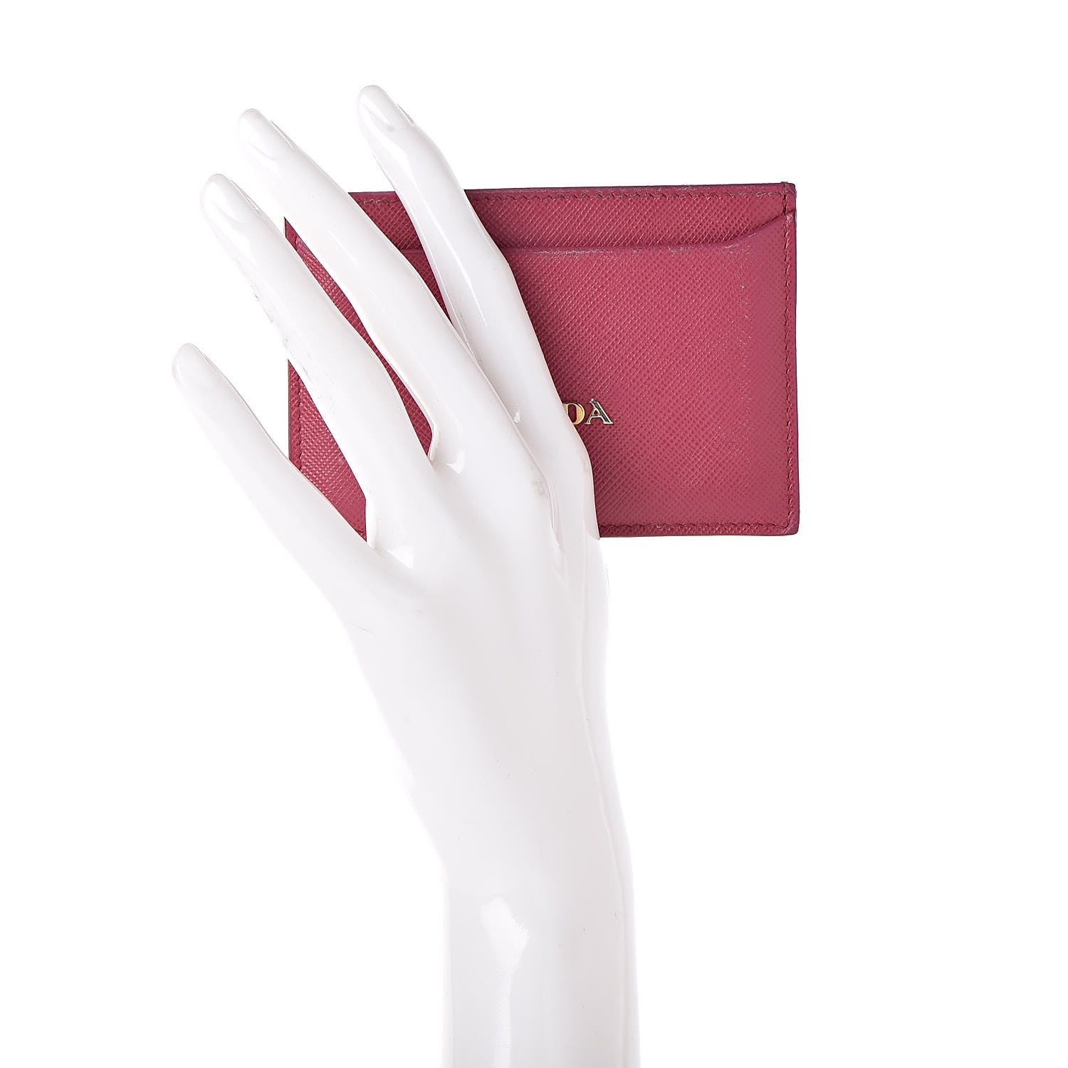 Prada Saffiano Metal Card Case Peonia 2 of 15