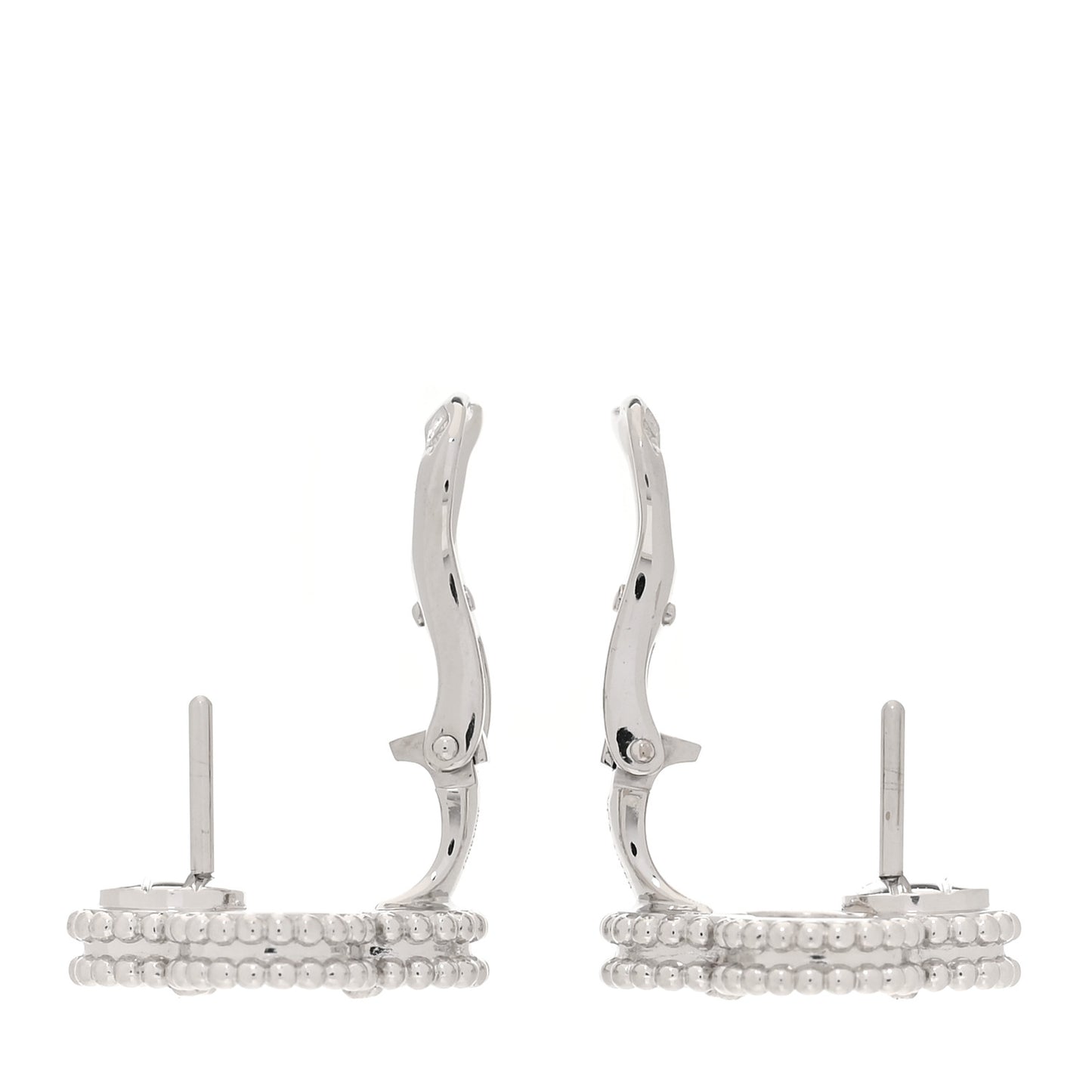 18K White Gold Mother of Pearl Vintage Alhambra Earrings