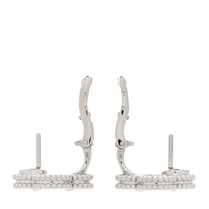 Van Cleef & Arpels 18K White Gold Mother of Pearl Vintage Alhambra Earrings 3 of 6