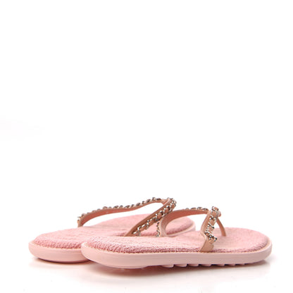 Chanel Calfskin CC Chain Thong Sandals Pink 4 of 7