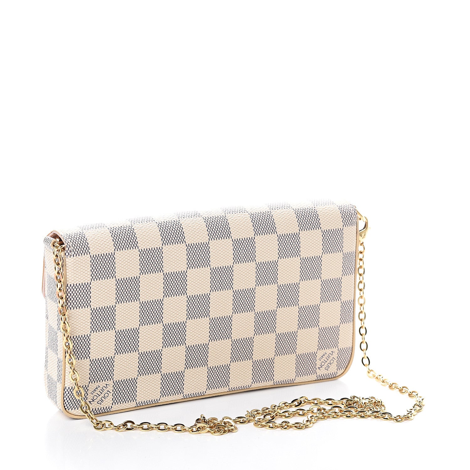 Louis Vuitton Damier Azur Pochette Felicie Chain Wallet Rose Ballerine 3 of 8