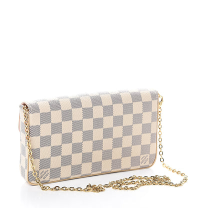 Louis Vuitton Damier Azur Pochette Felicie Chain Wallet Rose Ballerine 3 of 8