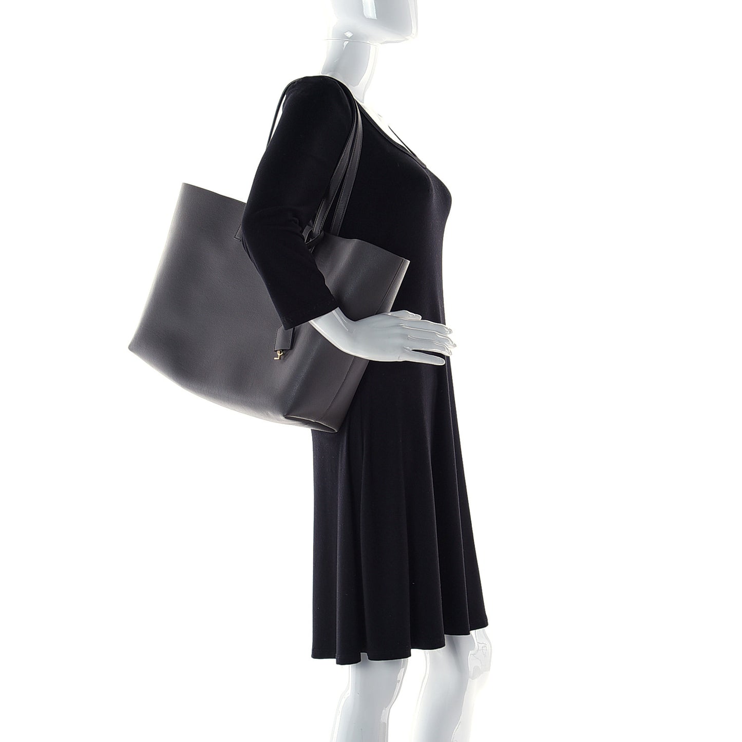 Calfskin Large Shopping Tote Pebble