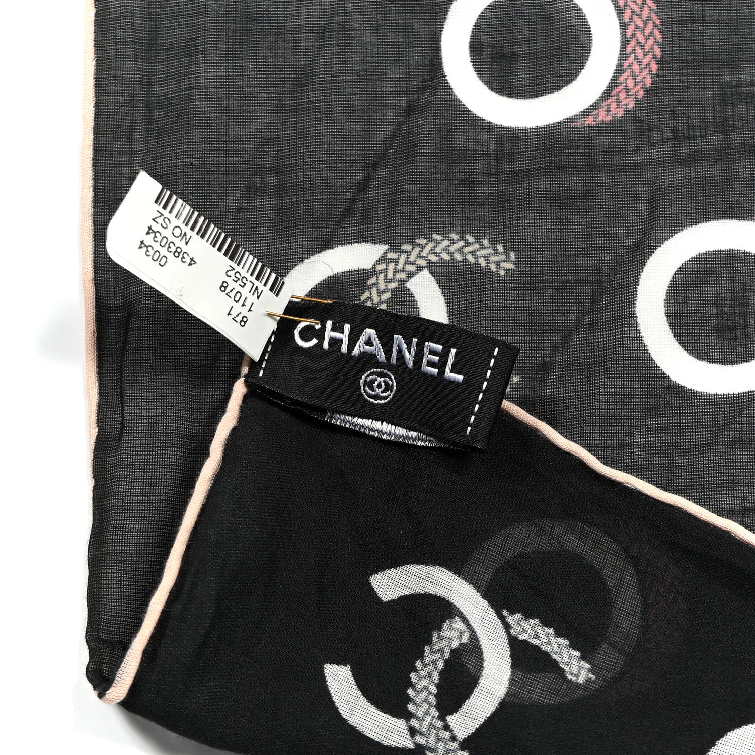 Chanel Cotton CC Coco Bandana Black Ecru 3 of 4