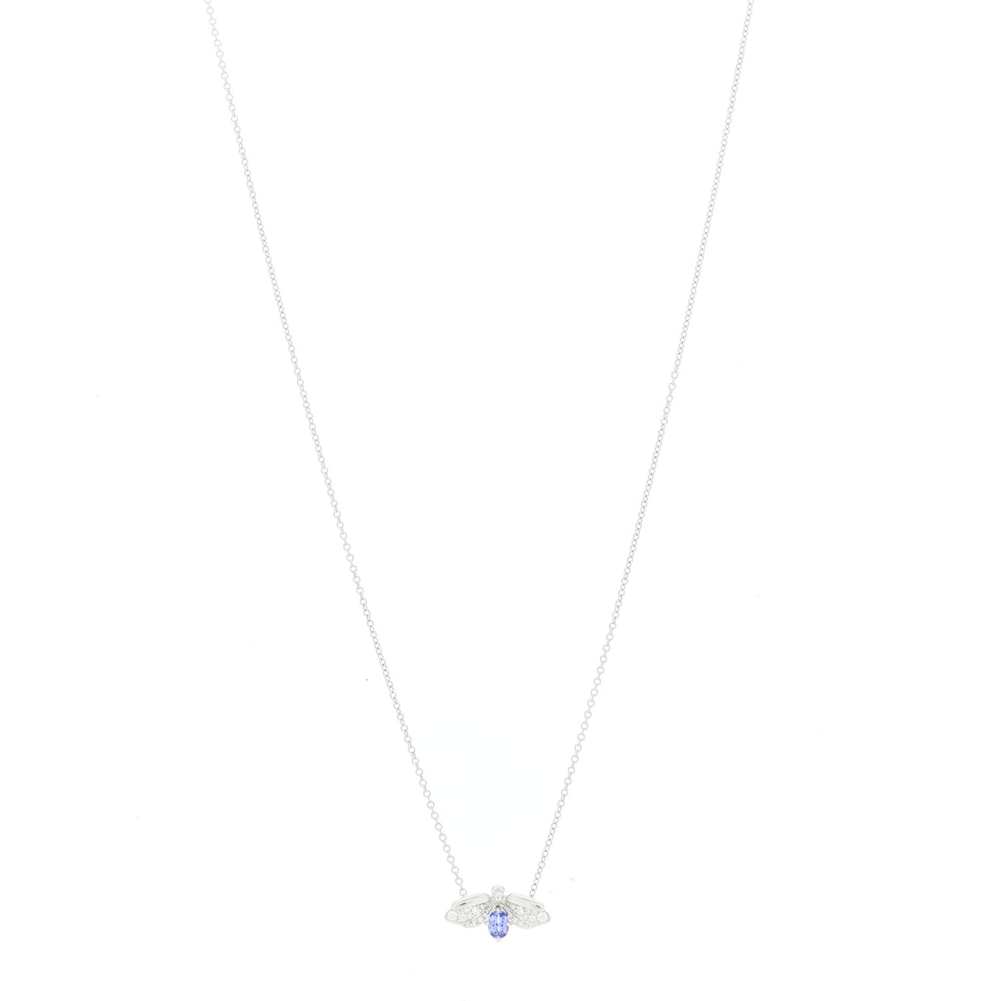 Platinum Diamond Tanzanite Paper Flowers Firefly Necklace