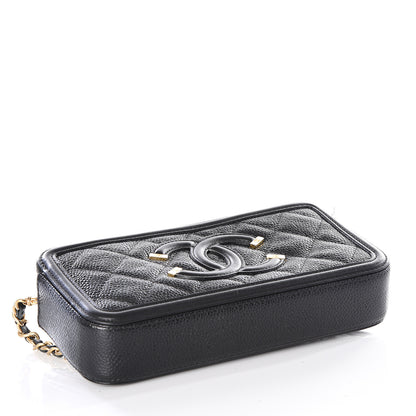 Chanel Caviar Quilted CC Filigree Clutch With Chain Black 3 of 10